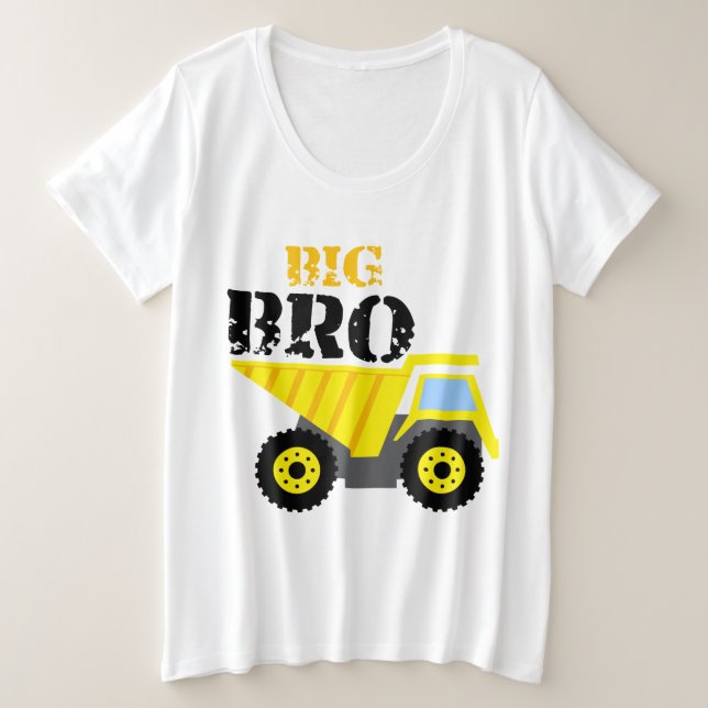 Camiseta Caminhão de Bombeiros Amarelo de Construção Big Br (Frente do Design)
