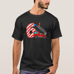 Camiseta Caminhão de Bombeiros Aniversário de 6 Anos Menino