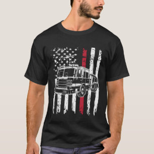 Camiseta Caminhão de bombeiros bandeira dos EUA bombeiro bo