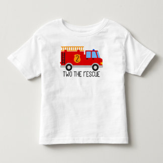 Camiseta Caminhão de Bombeiros de Criança Aniversário: Dois