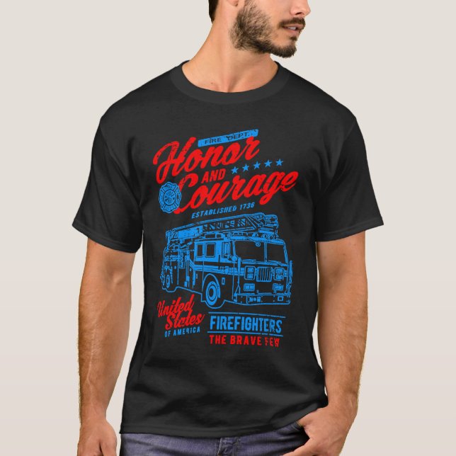 Camiseta Caminhão de Bombeiros de Honra e Coragem (Frente)