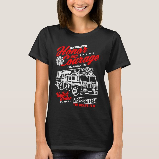 Camiseta Caminhão de Bombeiros de Honra e Coragem (Frente)