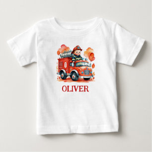 Camiseta Caminhão de Bombeiros e Bombeiro Fofo
