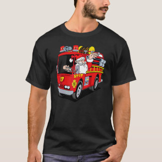 Camiseta Caminhão de bombeiros Papai Noel Trenó Bombeiro P