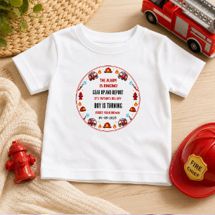 Camiseta Caminhão de Bombeiros Vermelho e Branco Festa de 1