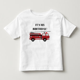 Camiseta Caminhão de Bombeiros Vermelho É Meu Aniversário P