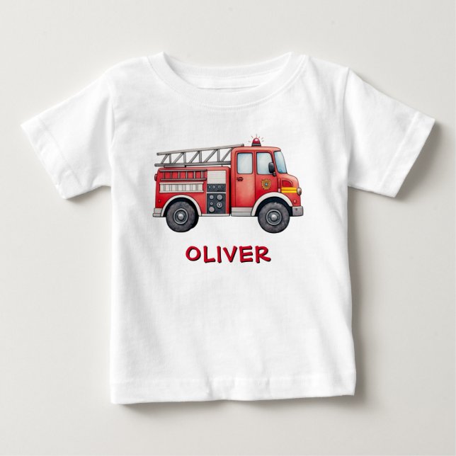 Camiseta Caminhão de Bombeiros Vermelho Fofo (Frente)