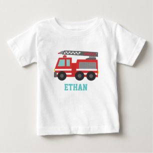 Camiseta Caminhão de Bombeiros Vermelho Fofo para Pequenos