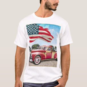 Camiseta Caminhão de coleta vermelho: Vintage na bandeira a