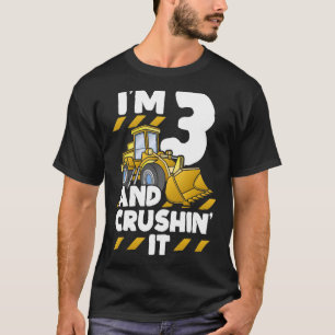 Camiseta Caminhão de Construção 3 Aniversário Dígito 3 Anos