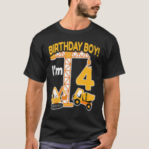 Camiseta Caminhão de Construção 4. º Aniversário 4.