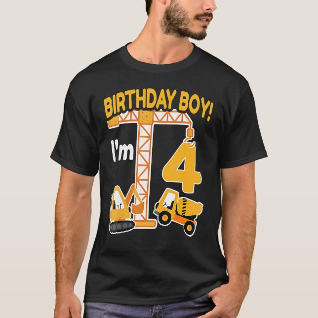 Camiseta Caminhão de Construção 4. º Aniversário 4. (Frente)