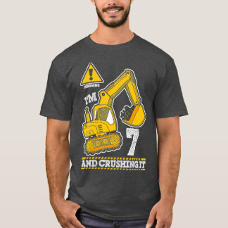 Camiseta Caminhão de Construção 7 Birthday 7 Anos