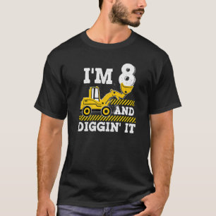 Camiseta Caminhão de Construção 8. Aniversário Escavador 8