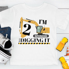 Camiseta Caminhão de Construção Bonitinho  Festa de 2º Aniv