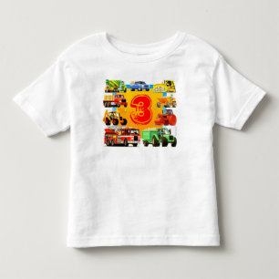 Camiseta Caminhão de Construção de aniversário de 3 anos de
