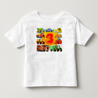 Camiseta Caminhão de Construção de aniversário de 3 anos de