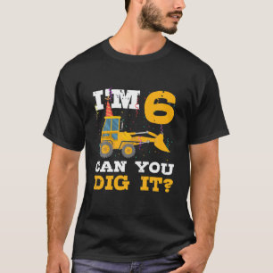 Camiseta Caminhão de Construção de Aniversário de 6 com 6 A