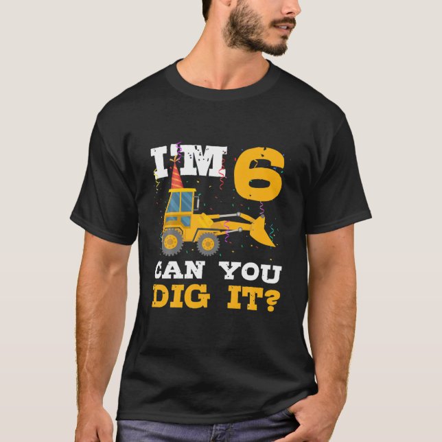 Camiseta Caminhão de Construção de Aniversário de 6 com 6 A (Frente)