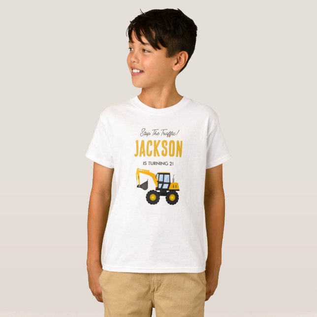 Camiseta Caminhão de Construção de Aniversário | Decoração  (Frente Completa)