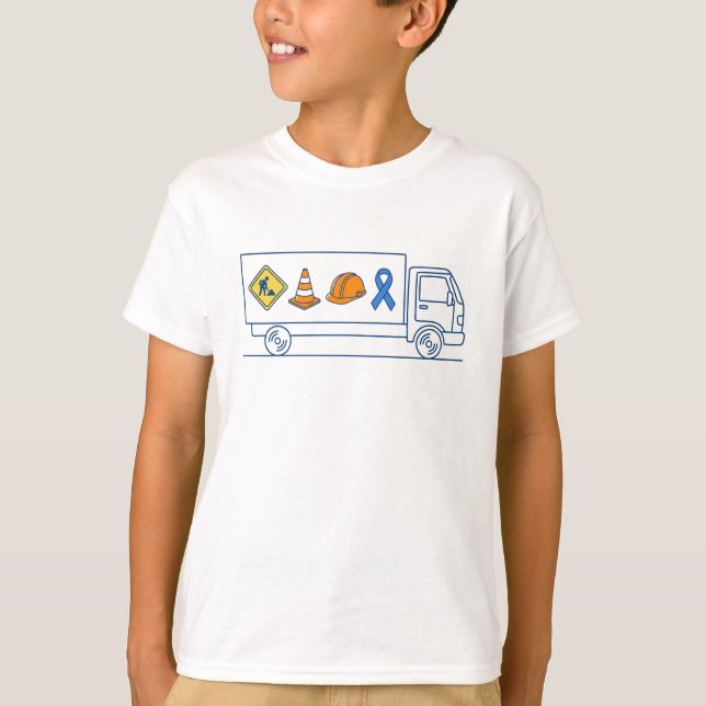 Camiseta Caminhão de Construção de Conscientização do Autis (Frente)