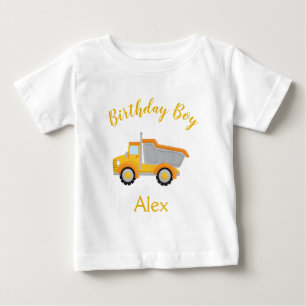 Camiseta Caminhão de Construção de Menino de Aniversário