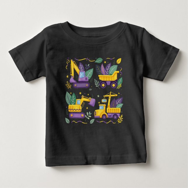 Camiseta Caminhão de Construção do Carnaval Infantil Veícul (Frente)