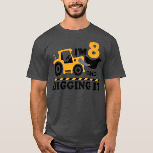 Camiseta Caminhão de Construção É Meu 8º Aniversário 8 Anos