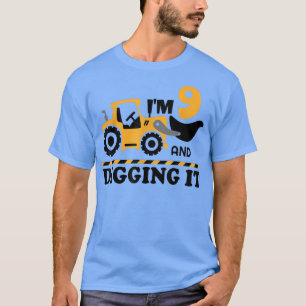 Camiseta Caminhão de Construção É Meu 9º Aniversário 9 Anos
