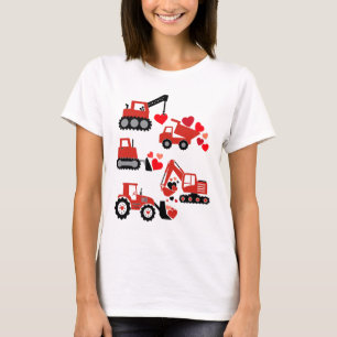 Camiseta Caminhão de Construção Eu Adoro Você Engraçado Men
