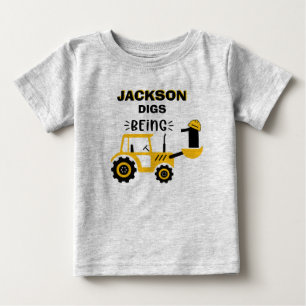 Camiseta Caminhão de Construção Meninos Primeiro Aniversári