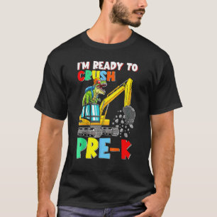 Camiseta Caminhão De Construção Pré K Crush Dinossauro De V
