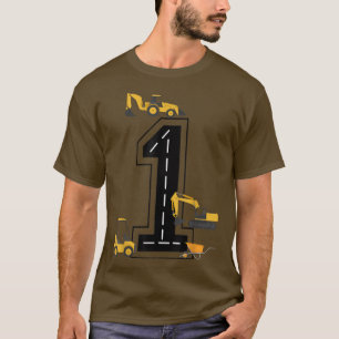 Camiseta Caminhão de escavação de grua de primeiro aniversa
