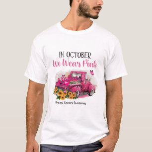 Camiseta Caminhão de Fita Em Outubro Vestimos Cancer De Mam