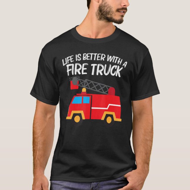 Camiseta Caminhão de Fogo legal para Homens Crianças Bombei (Frente)