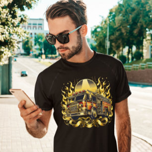 Camiseta Caminhão De Fogo Nas Chamas