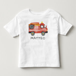 Camiseta Caminhão de Fogo Personalizado, Luz de Fogo com No