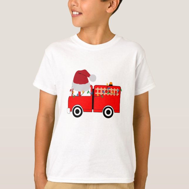 Camiseta Caminhão de Fogo Vermelho Natal (Frente)