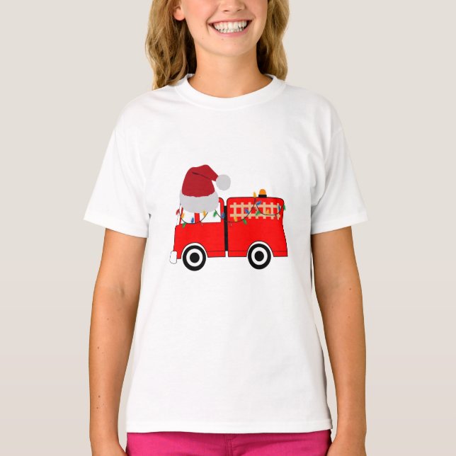 Camiseta Caminhão de Fogo Vermelho Natal (Frente)