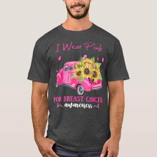 Camiseta Caminhão De Girassol Eu Visto Rosa Para O Cancer D