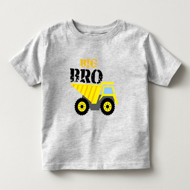 Camiseta Caminhão de lixo amarelo da construção do grande i (Frente)