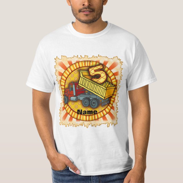 Camiseta Caminhão de lixo de aniversário 5 (Frente)
