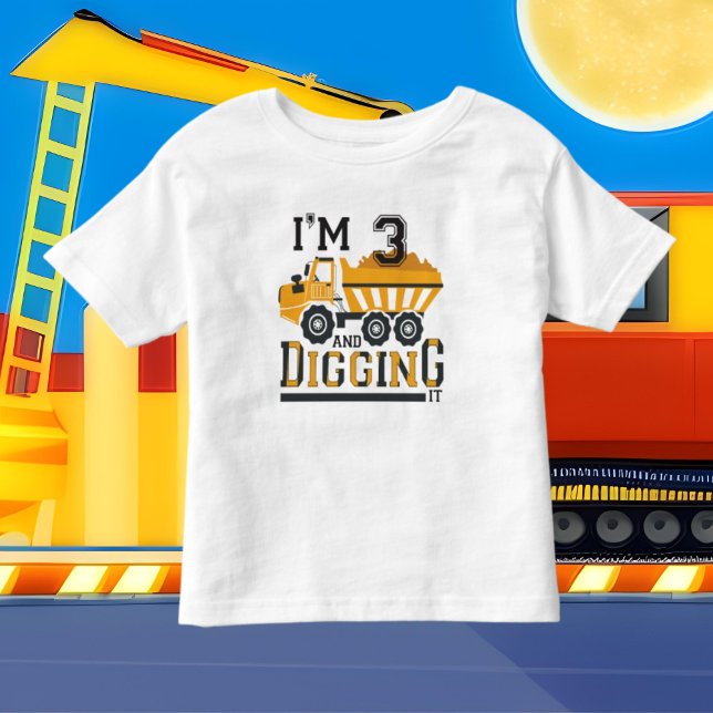 Camiseta caminhão de lixo de aniversário de 3 anos (Criador carregado)