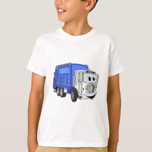 Camiseta Caminhão de Lixo do Cartoon Azul Sorridente
