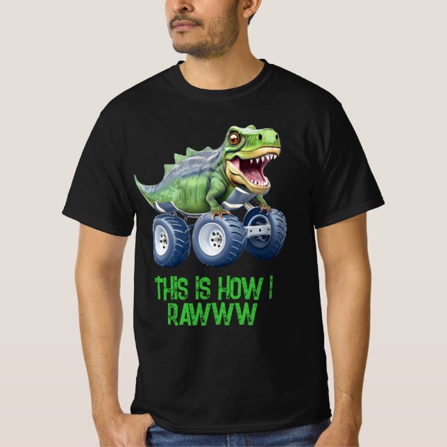 Camiseta Caminhão de monstro de dinossauros engraçado (Frente)