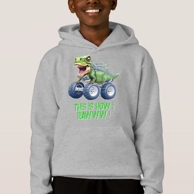 Camiseta Caminhão de monstro de dinossauros engraçado (Frente)