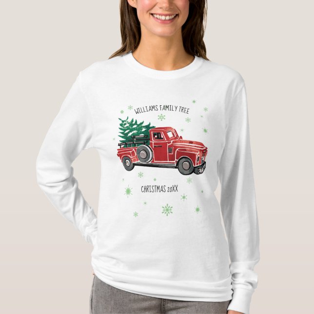 Camiseta Caminhão de Natal com Flocos de Neve (Frente)