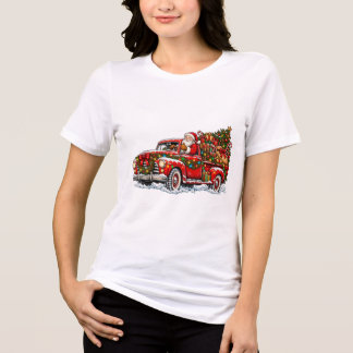 Camiseta Caminhão de Natal Festivo do Papai Noel