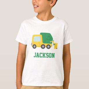 Camiseta Caminhão de Reciclagem Amarelo e Verde para Crianç