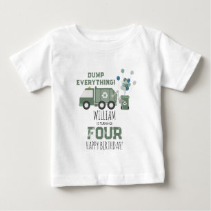 Camiseta Caminhão de Reciclagem Verde Fofo Nome Idade Anive